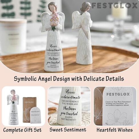 Retirement Gifts for Women, Happy Retirement Gift for Female Nurse Teacher Friends, 5.3" Retired Angel Figurine Party Decoration, Retired Gifts for Coworkers in Saudi Arabia