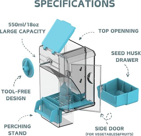 Automatic Bird Feeder, Bird Cage Feeder with Perch Multi-Functional Holder for Fruits Vegetables for Parakeet Canary Cockatiel Finch (Green) in Saudi Arabia