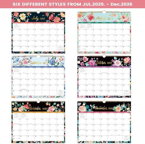 Calendar 2025-2026 - Wall Calendar 2025-2026 with 18 Months, Jul. 2025 - Dec. 2026, 11" x 8.5", 2025-2026 Wall Calendar with Thick Paper, Twin-Wire Binding - Floral in Saudi Arabia