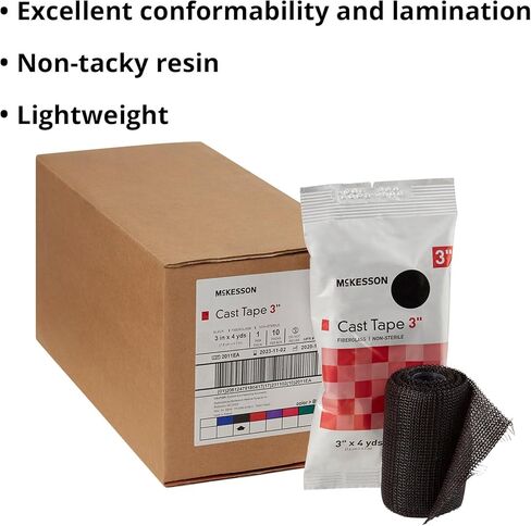 McKesson Cast Tape, Fiberglass, Black, 3 in x 4 yds, 1 Count, 10 Packs, 10 Total in Kuwait