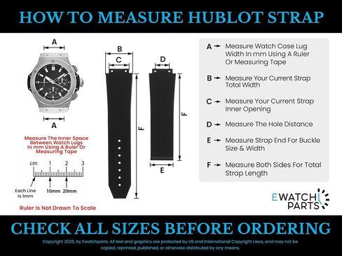 Ewatchparts 24 مم حزام حزام حزام من المطاط متوافق مع 44mm-45mm H Hublot Big Bang Watch White in Saudi Arabia