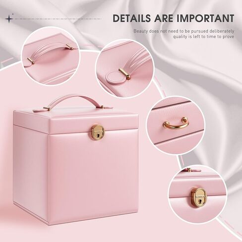 5-Layer Jewelry Box Huge Lockable Jewelry Organizer for Necklace Ring Earring Bracelet and Watch Storage, Multi-Function Storage Case with Lock and Mirror for Women, White in Saudi Arabia