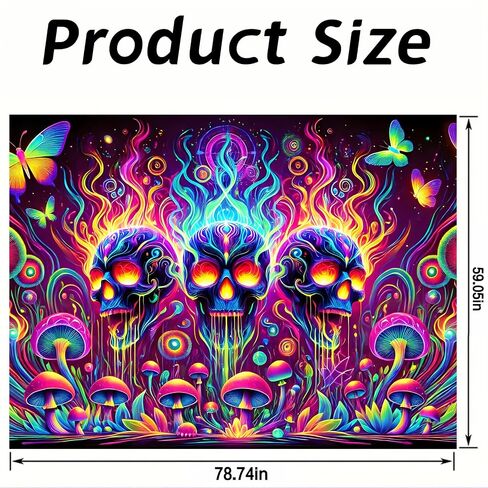 Nuxovilar UV Tapestry Trabic Tropical Sunset Scenset مشهد Blacklight Cool UV الأسود Light Light Night Tapestry غرفة المعيشة وديكور غرفة نوم 78.74 "x59.05" in Kuwait