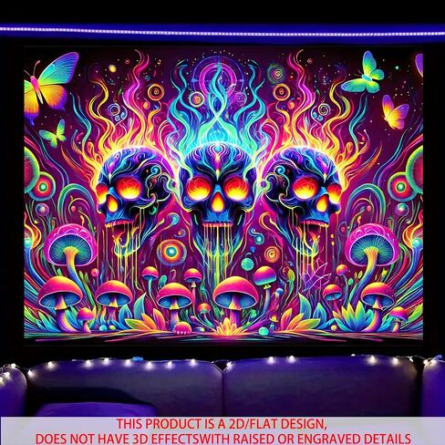 Nuxovilar UV Tapestry Trabic Tropical Sunset Scenset مشهد Blacklight Cool UV الأسود Light Light Night Tapestry غرفة المعيشة وديكور غرفة نوم 78.74 "x59.05" in Kuwait