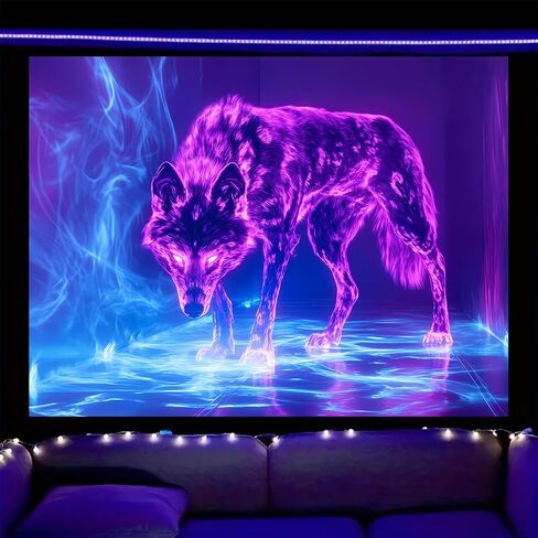 Nuxovilar UV Tapestry Trabic Tropical Sunset Scenset مشهد Blacklight Cool UV الأسود Light Light Night Tapestry غرفة المعيشة وديكور غرفة نوم 78.74 "x59.05" in Kuwait