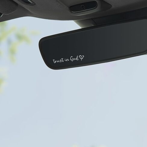 2 PCS Trust in God Rearview Mirror Decals, Automotive Vinyl Rear View Mirror Decorative Stickers, Waterproof Trust in God Stickers for Car Truck Laptop, Car Accessories (Heart God-White) in Kuwait