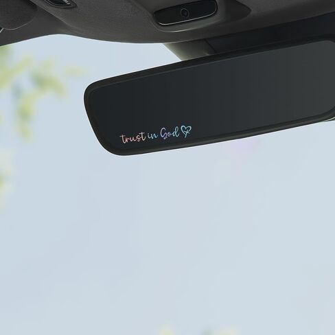 2 PCS Trust in God Rearview Mirror Decals, Automotive Vinyl Rear View Mirror Decorative Stickers, Waterproof Trust in God Stickers for Car Truck Laptop, Car Accessories (Heart God-White) in Kuwait