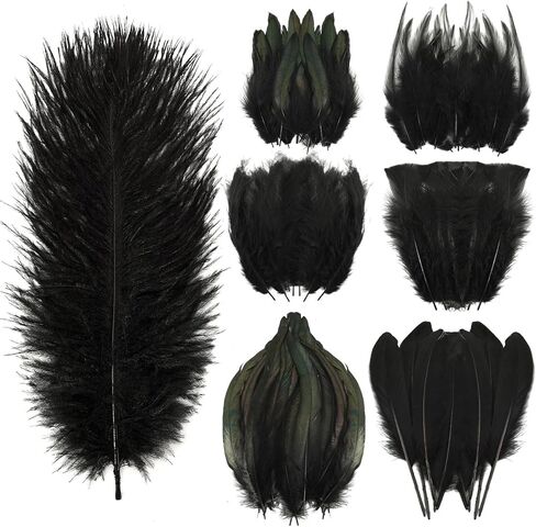 MARFOREVER 100 Pcs Natural Pheasant Feathers, 7 Styles Bulk Feathers Peacock Feathers Turkey Feathers for Crafts DIY Hat Floral Arrangements Wing Quill Wedding Home Party Decorations in Kuwait
