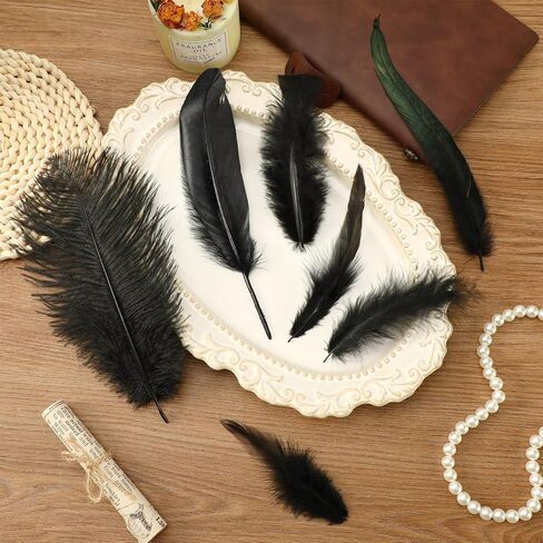 MARFOREVER 100 Pcs Natural Pheasant Feathers, 7 Styles Bulk Feathers Peacock Feathers Turkey Feathers for Crafts DIY Hat Floral Arrangements Wing Quill Wedding Home Party Decorations in Kuwait
