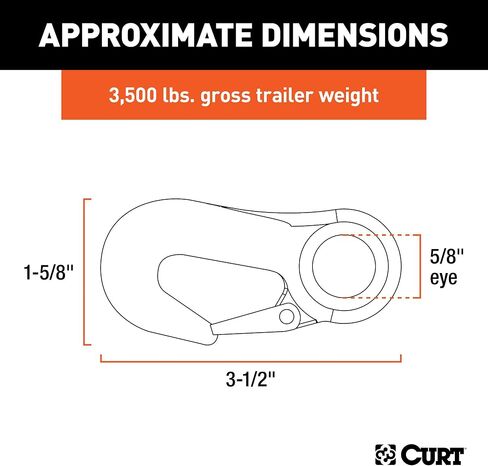 Curt 81360 Snap Hook Trailer سلسلة أمان الخطاف Carabiner مقطع ، قطره 5/8 بوصة ، 3500 رطل in Saudi Arabia