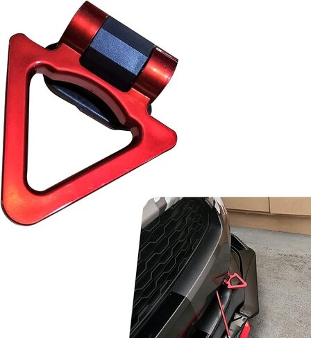 Triangle Tow Hook Hook Decoration ، Racing Style Self-Admive Trailer Hook Standser for Automotive المصد ، الديكور فقط (أحمر) in Kuwait