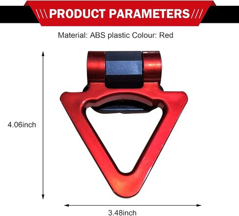 Triangle Tow Hook Hook Decoration ، Racing Style Self-Admive Trailer Hook Standser for Automotive المصد ، الديكور فقط (أحمر) in Kuwait