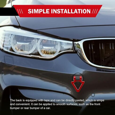 Triangle Tow Hook Hook Decoration ، Racing Style Self-Admive Trailer Hook Standser for Automotive المصد ، الديكور فقط (أحمر) in Kuwait