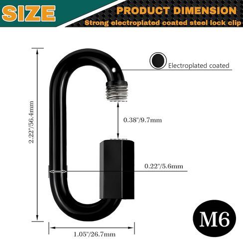 10 Pack 1.65“ Chain Quick Links - Anti-Rust Heavy Duty Carabiner Connector, M4 Small Locking Carabiner Links Threaded, Chain Connector, 500 Lbs Capacity in Kuwait