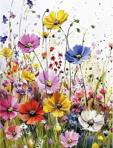 QENSPE Diamond Painting Kits for Adults,Full Drill Diamond Art Diamond Dots Paintings for Beginners,Flowers Round 5D DIY Arts and Crafts for Home Wall Decor 12x16inch in Saudi Arabia
