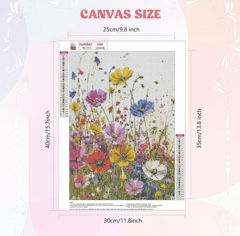 QENSPE Diamond Painting Kits for Adults,Full Drill Diamond Art Diamond Dots Paintings for Beginners,Flowers Round 5D DIY Arts and Crafts for Home Wall Decor 12x16inch in Saudi Arabia