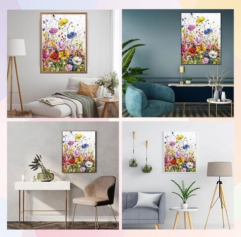QENSPE Diamond Painting Kits for Adults,Full Drill Diamond Art Diamond Dots Paintings for Beginners,Flowers Round 5D DIY Arts and Crafts for Home Wall Decor 12x16inch in Saudi Arabia