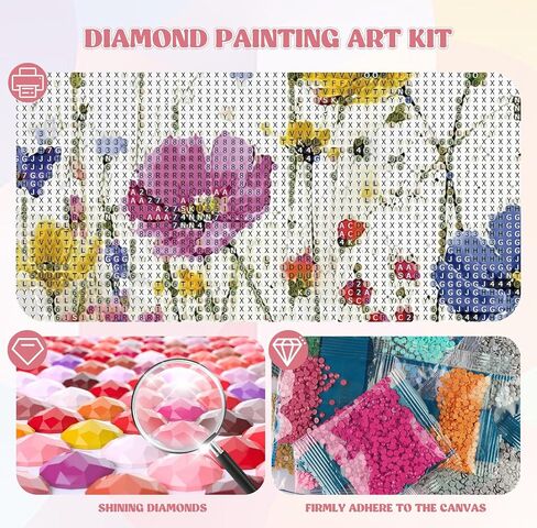 QENSPE Diamond Painting Kits for Adults,Full Drill Diamond Art Diamond Dots Paintings for Beginners,Flowers Round 5D DIY Arts and Crafts for Home Wall Decor 12x16inch in Saudi Arabia