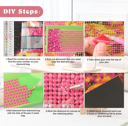 QENSPE Diamond Painting Kits for Adults,Full Drill Diamond Art Diamond Dots Paintings for Beginners,Flowers Round 5D DIY Arts and Crafts for Home Wall Decor 12x16inch in Saudi Arabia