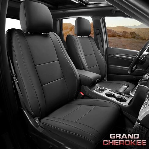 Freesoo مخصص أغطية مقعد السيارة لأغطية مقاعد Jeep Grand Cherokee 2011-2021 ، أغطية مقاعد جلدية مقاومة للماء لسيارات الدفع الرباعي ، ومواد حامي السيارات - المقاعد الأمامية البيج in Saudi Arabia