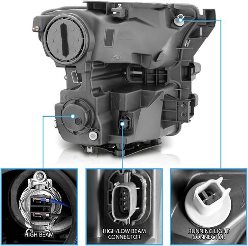 AmeriLite for 2015-2017 Ford F150 Pickup [Halogen Type] Dual LED Bar Projector Black Replacement Headlight Set - Driver and Passenger Side in Saudi Arabia