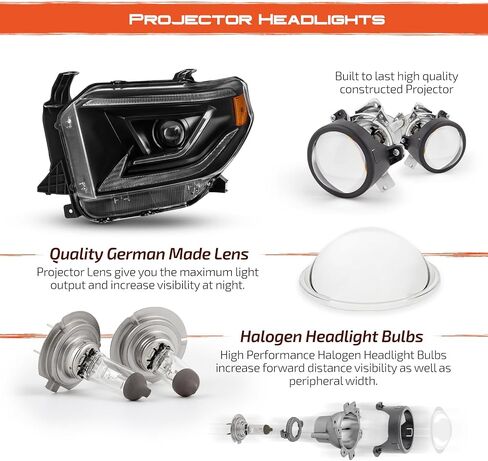 AKKON - Fits 2014-2021 Toyota Tundra [Halogen Type] Projecot Black Headlights Pair w/LED DRL Sequential Turn Signal in Saudi Arabia