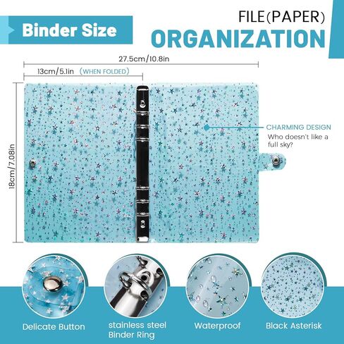 2pcs A6 6 Ring Plastic Binder, 6 Hole Soft Binder with Plastic Sleeves, Notebook School Meeting Travel Office Supplies (Black) in Saudi Arabia