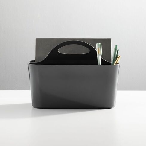 MetroDecor mDesign School Supplies Desk Organizer Tote for Scissors, Pens, Pencils, Notepads, Markers, Highlighters, Tape - Small, Clear in Kuwait