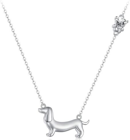 MUNDELL 925 Sterling Silver Cute Dachshund Pendant Necklaces Golden Paw Necklaces for Women Fine Jewelry in Saudi Arabia