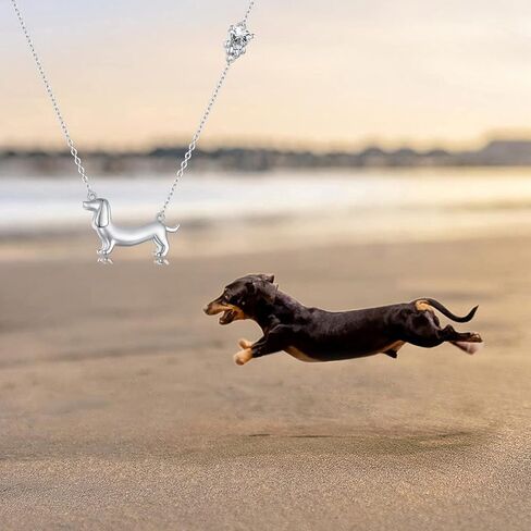 MUNDELL 925 Sterling Silver Cute Dachshund Pendant Necklaces Golden Paw Necklaces for Women Fine Jewelry in Saudi Arabia