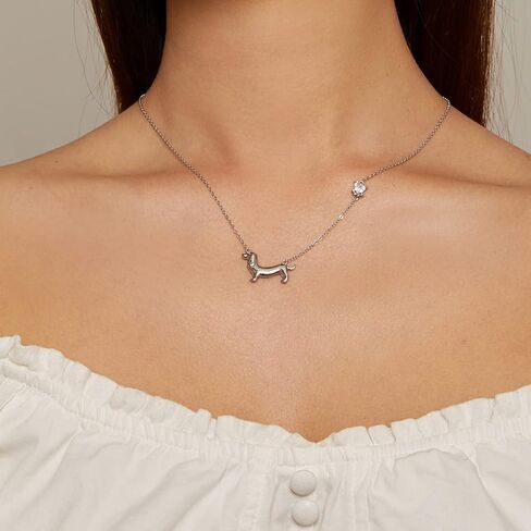 MUNDELL 925 Sterling Silver Cute Dachshund Pendant Necklaces Golden Paw Necklaces for Women Fine Jewelry in Saudi Arabia