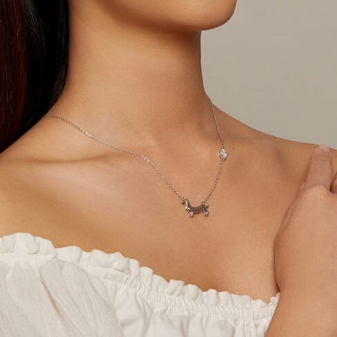 MUNDELL 925 Sterling Silver Cute Dachshund Pendant Necklaces Golden Paw Necklaces for Women Fine Jewelry in Saudi Arabia