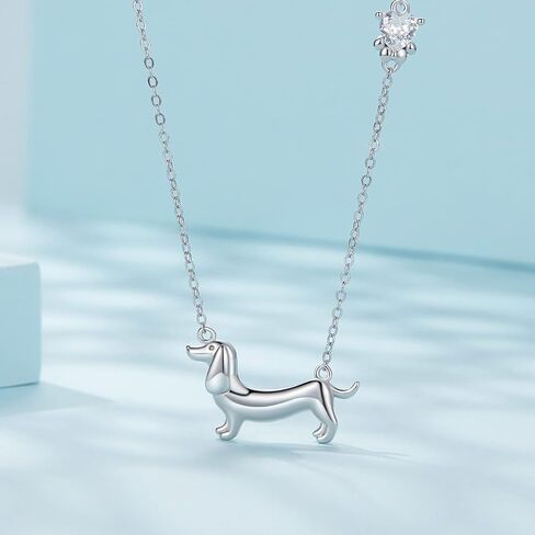 MUNDELL 925 Sterling Silver Cute Dachshund Pendant Necklaces Golden Paw Necklaces for Women Fine Jewelry in Saudi Arabia