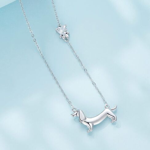 MUNDELL 925 Sterling Silver Cute Dachshund Pendant Necklaces Golden Paw Necklaces for Women Fine Jewelry in Saudi Arabia