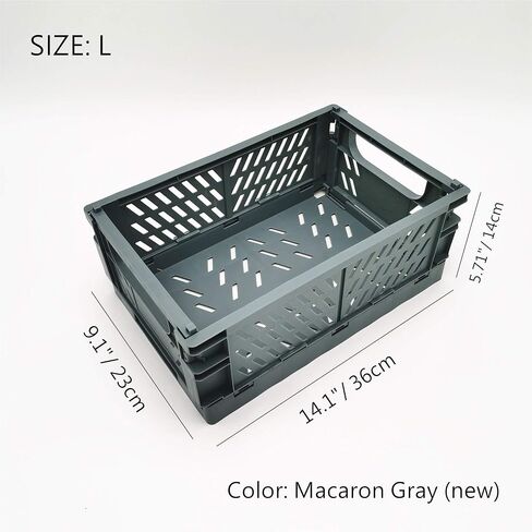 BAREGO Plastic Crates, Collapsible Folding Storage Basket/Container, Stackable Box for Office Kitchen Bathroom Grocery Car Trunk (M: 9.966.54.06in(3pcs, Macaron Mix 3 Color) M: 9.96*6.5*4.06in(3pcs） in Saudi Arabia