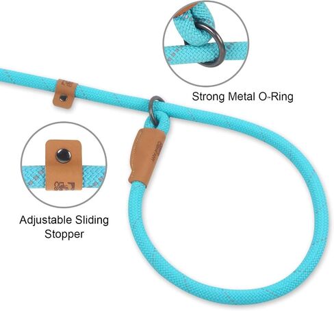 Slip Lead Dog Leash, Reflective Mountain Climbing Rope Leash, Dog Training Leash – 5FT, 2 Sizes (Medium, Turquoise) in Saudi Arabia