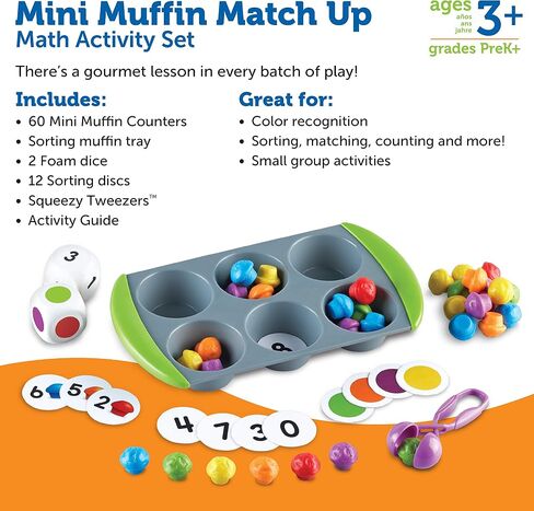 مجموعة أنشطة Learning Resources Mini Muffin Phonics - ألعاب تعليمية ABC للأطفال الصغار، ألعاب ما قبل المدرسة للأطفال من سن 4 سنوات فما فوق، ألعاب طعام مونتيسوري، 70 قطعة، أطفال in Saudi Arabia