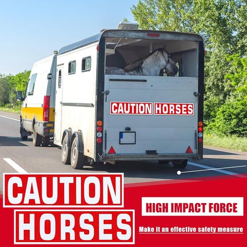4 Pcs Caution Horses Trailer Decals Stickers 16.1 x 4.6 Inch Reflective Red Caution Horse Sticker Safety Kit for Trailer Safety Warning Decal Decor Camper Decor in Saudi Arabia
