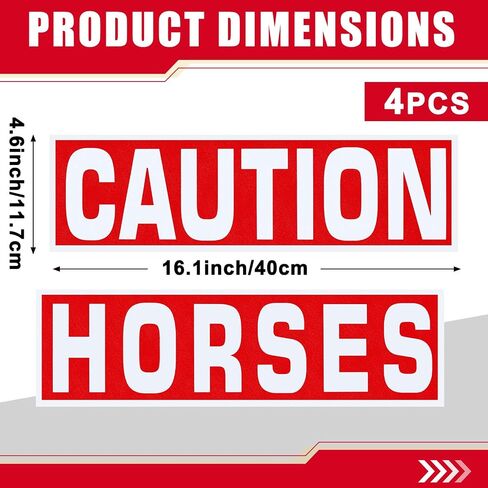 4 Pcs Caution Horses Trailer Decals Stickers 16.1 x 4.6 Inch Reflective Red Caution Horse Sticker Safety Kit for Trailer Safety Warning Decal Decor Camper Decor in Saudi Arabia