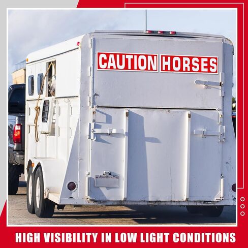 4 Pcs Caution Horses Trailer Decals Stickers 16.1 x 4.6 Inch Reflective Red Caution Horse Sticker Safety Kit for Trailer Safety Warning Decal Decor Camper Decor in Saudi Arabia