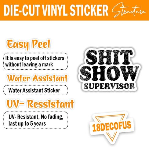 (3pcs) Shit Show Supervisor Sticker, Sarcastic Stickers, Motivational Stickers, Water Assistant Decals Mechanic Stickers for Laptop, Phone, Kindle Stickers, Contruction Stickers (Size 3") in Saudi Arabia