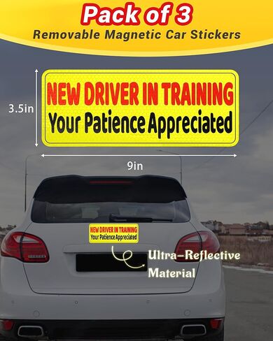 Student Driver Magnet for Car, 3-Pack, Ultra Reflectivity Student Driver Sticker Girls Boys, Removable/Reusable, Weatherproof New Drivers Magnet Funny Safety Warning Sticker Signs, Pink/Student in Saudi Arabia