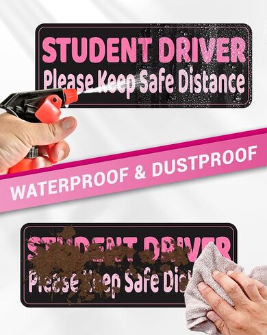 Student Driver Magnet for Car, 3-Pack, Ultra Reflectivity Student Driver Sticker Girls Boys, Removable/Reusable, Weatherproof New Drivers Magnet Funny Safety Warning Sticker Signs, Pink/Student in Saudi Arabia