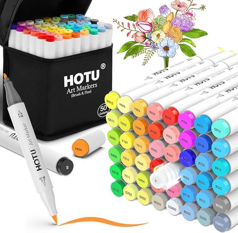 Alcohol Markers, 100 Colors Dual Tips, Coloring Art Marker Set for Adults Kids, Alcohol Based Markers for Permanent, Sketching, Drawing with Non-Blending Pad(Chisel & Fine) in Saudi Arabia