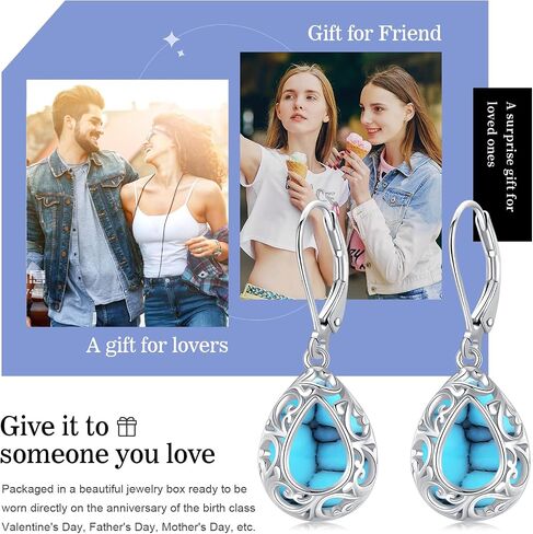 Filigree/Hibiscus/Plumeria Flower Leverback Earrings Moonstone/Lapis Lazuli/Turquoise/Moss Agate/Black Onyx Jewelry for Women 925 Sterling Silver Dangle Drop Earrings Filigree Gifts for Wife in Saudi Arabia