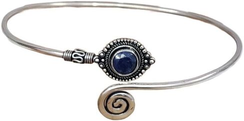 Turquoise Stone Silver Adjustable Arm Cuff, Boho Upper Arm Bracelet, Spiral Arm Cuff, Gemstone Armlet, Sun Bohemian Jewelry Gift in Saudi Arabia