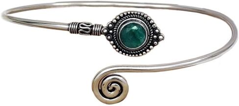 Turquoise Stone Silver Adjustable Arm Cuff, Boho Upper Arm Bracelet, Spiral Arm Cuff, Gemstone Armlet, Sun Bohemian Jewelry Gift in Saudi Arabia