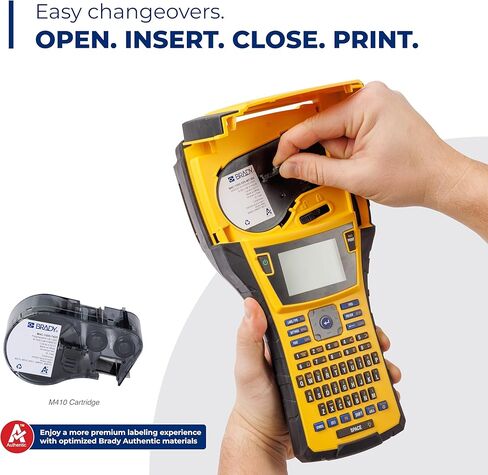 Brady M410 طابعة ملصقات صناعية محمولة باليد، ملصقات عريضة 1 بوصة، طباعة حرارية بلون واحد، لـ DataCom، والكهرباء، والمختبر، أصفر/أسود، 11.5 بوصة ارتفاع × 6 بوصة عرض × 3.5 بوصة عمق in Saudi Arabia
