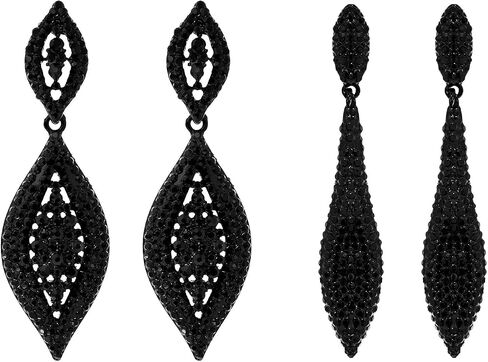Black Rhinestone Earrings Dangling Cystal Wedding Prom Earrings Party Accessories Leaf Drop Dangle Chandelier Earrings for Women in Kuwait