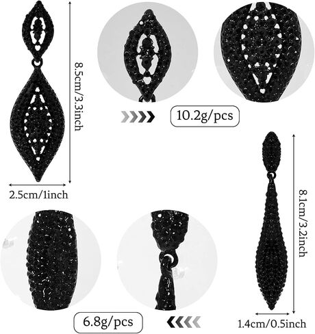 Black Rhinestone Earrings Dangling Cystal Wedding Prom Earrings Party Accessories Leaf Drop Dangle Chandelier Earrings for Women in Kuwait
